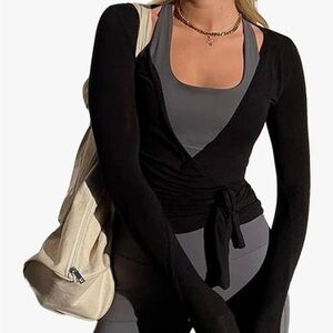 Elegant Black Wrap Top for Women
